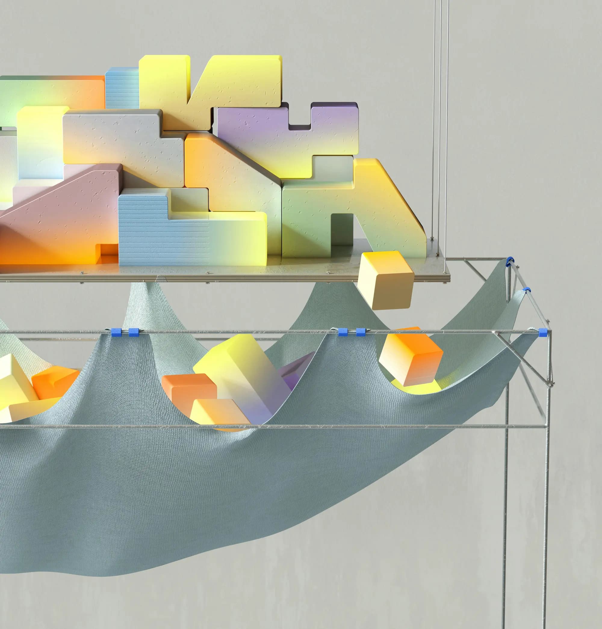 abstract 3d image of blocks depicting language learning